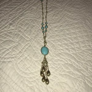 Lia Sophia long turquoise and gold necklace